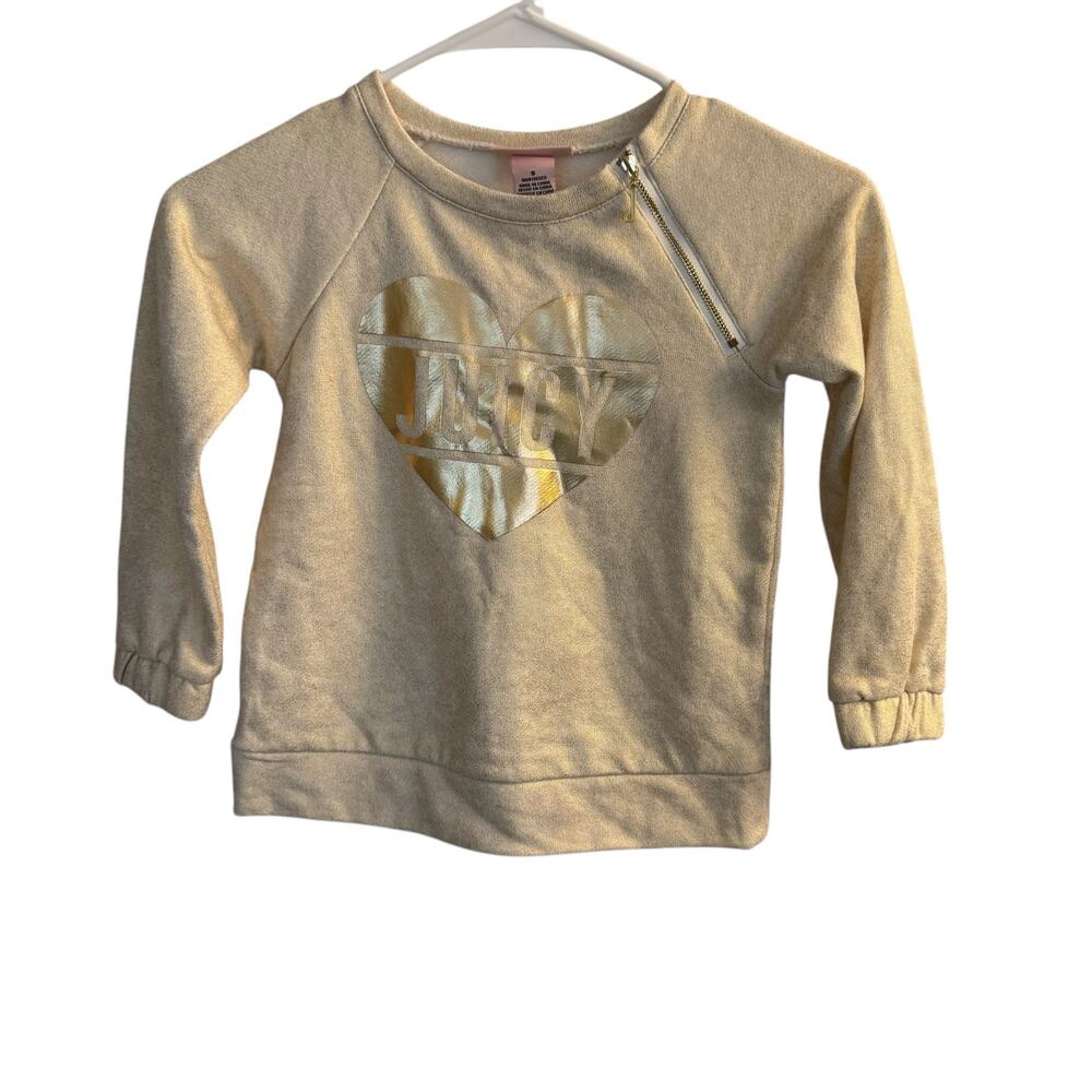 Juicy Couture Sweatshirt Girls Gold‎ 5 Front Zipper Heart Logo